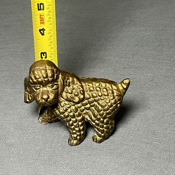 Vintage Brass Poodle Figurine Puppy Dog Decorative Figurine Paperweight 3” Tall - Picture 7 of 8
